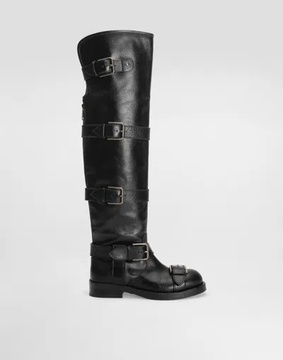 Dolce & Gabbana Horse Leather Boots In Black