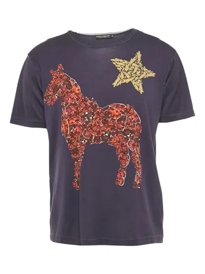 Pre-owned Dolce & Gabbana Horse Star T-shirt In Blue