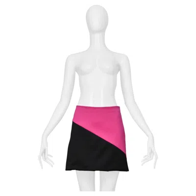 Pre-owned Dolce & Gabbana Hot Pink And Black Wool & Cashmere Mini Skirt