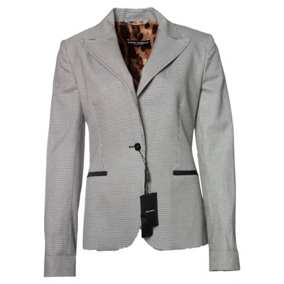 Pre-owned Dolce & Gabbana , Houndstooth Blazer In Gray