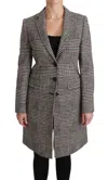 Dolce & Gabbana Houndstooth Check Wool-blend Coat In Gray