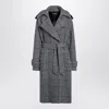 Dolce & Gabbana Houndstooth Wool Trench Coat In Gray