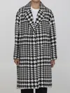 Dolce & Gabbana Black And White Coat With All-over Check Motiv In Wool Blend Woman