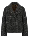 Dolce & Gabbana Houndstooth Wool-blend Jacket In Black