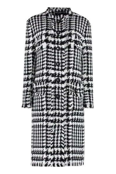 Dolce & Gabbana Tweed Single-breasted Coat In Multicolour