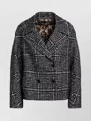 Dolce & Gabbana Houndstooth Double-breasted Long Sleeve Jacket In Black