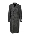 Dolce & Gabbana Double-breasted Wool Houndstooth Coat In Black