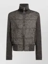 Dolce & Gabbana Herringbone-pattern Ribbed-knit Bomber Jacket In Black