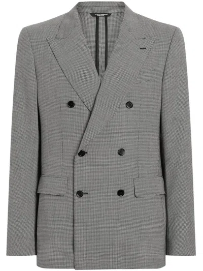 Dolce & Gabbana Houndstooth-pattern Blazer In Black