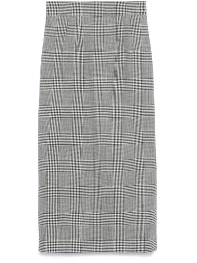 Dolce & Gabbana Houndstooth-pattern Midi Skirt In Black