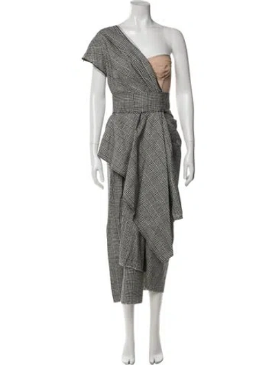 Pre-owned Dolce & Gabbana Houndstooth Print Long Dress W/ Tags In Black