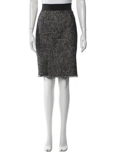 Pre-owned Dolce & Gabbana Houndstooth Print Midi Length Skirt In Black