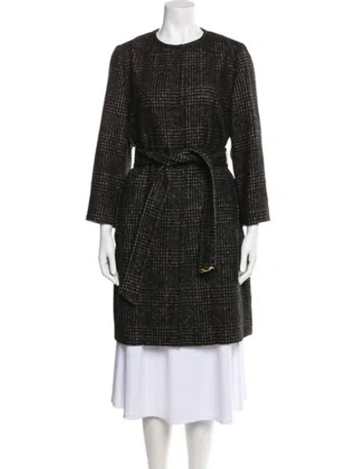 Pre-owned Dolce & Gabbana Houndstooth Print Trench Coat In Brown