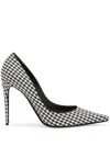 Dolce & Gabbana Houndstooth Pointed Toe Stiletto Heel Pumps In White