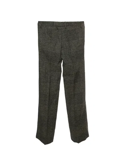 Pre-owned Dolce & Gabbana Houndstooth Regular-fit Trousers In Black