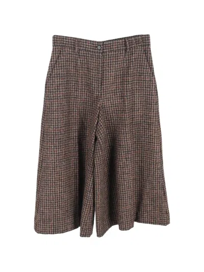 Pre-owned Dolce & Gabbana Houndstooth Shorts In Brown