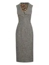 Dolce & Gabbana Houndstooth Sleeveless Midi Dress In Gray