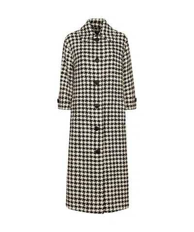 Dolce & Gabbana Houndstooth Trench Coat In Black