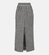 Dolce & Gabbana Houndstooth Wool And Cotton-blend Tweed Midi Skirt In Black