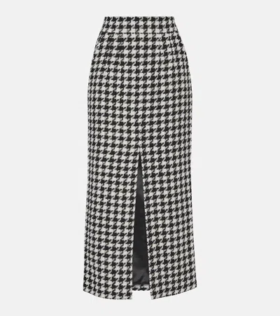 Dolce & Gabbana Dolce&gabbana Macro Houndstooth Long Wool & Cotton Skirt In Tartan
