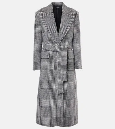 Dolce & Gabbana Check-pattern Coat In Grey
