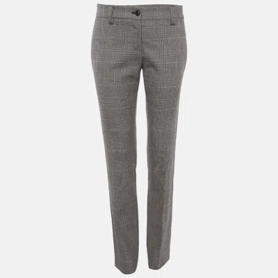 Pre-owned Dolce & Gabbana Houndstooth Wool Blend Straight Fit Trouser S In Black