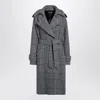 Dolce & Gabbana Houndstooth Wool Checked Coat In Gray