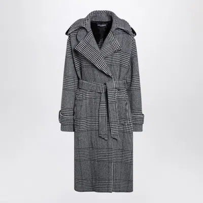Dolce & Gabbana Houndstooth Wool Checked Coat In Animal Print