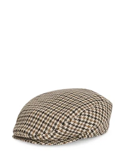 Dolce & Gabbana Houndstooth Wool Flat Cap In Multi
