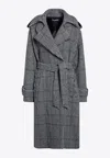 Dolce & Gabbana Houndstooth Wool Trench Coat In Gray