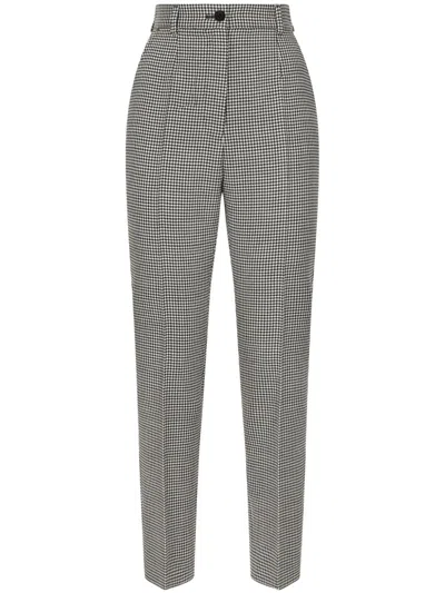 DOLCE & GABBANA HOUNDSTOOTH WOOL TROUSERS