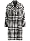 Dolce & Gabbana Black And White Coat With All-over Check Motiv In Wool Blend In Black
