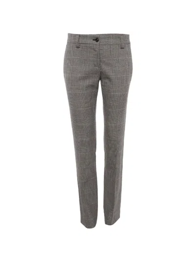 Pre-owned Dolce & Gabbana Houndstooth-pattern Straight-fit Trousers In Black