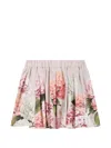 Dolce & Gabbana Hydrangea-print Canvas Skirt In Multi