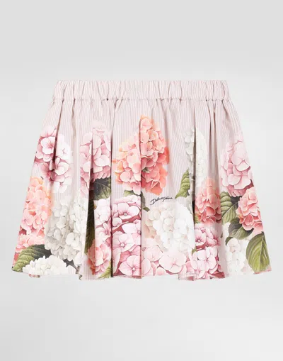 DOLCE & GABBANA HYDRANGEA-PRINT CANVAS SKIRT