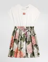 Dolce & Gabbana Jersey Dress With Hydrangea Print In White