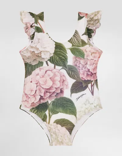 DOLCE & GABBANA HYDRANGEA-PRINT ONE-PIECE SWIMSUIT