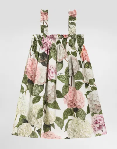 DOLCE & GABBANA HYDRANGEA-PRINT POPLIN DRESS