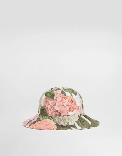 Dolce & Gabbana Kids' Hydrangea-print Poplin Hat In Pink