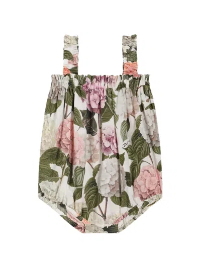 Dolce & Gabbana Babies' Hydrangea-print Poplin Romper In White