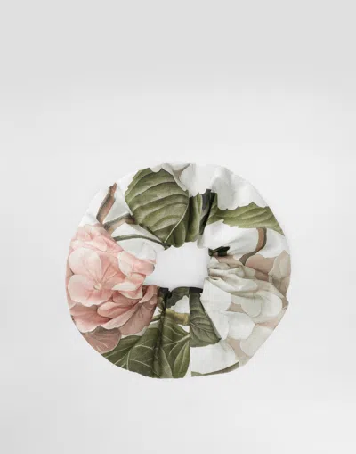 DOLCE & GABBANA HYDRANGEA-PRINT POPLIN SCRUNCHIE
