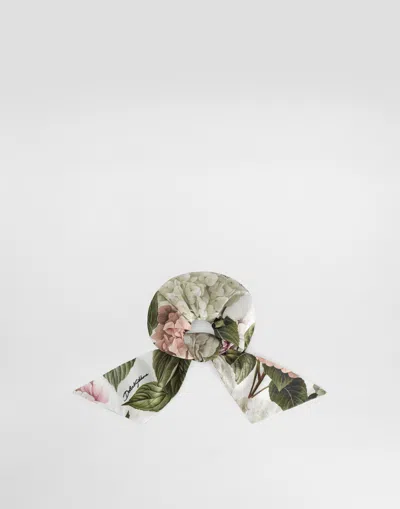DOLCE & GABBANA HYDRANGEA-PRINT POPLIN SCRUNCHIE