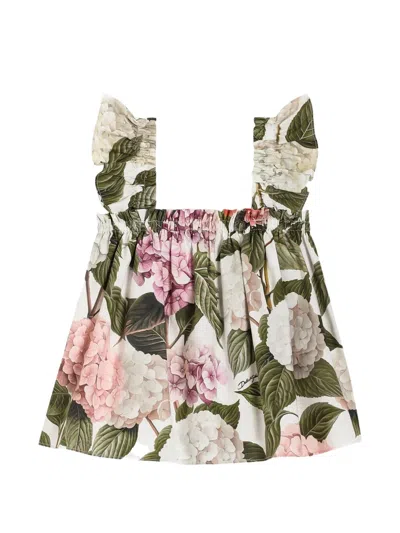 DOLCE & GABBANA HYDRANGEA-PRINT POPLIN TOP