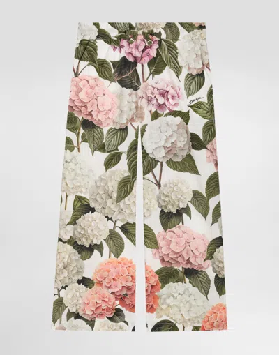 DOLCE & GABBANA HYDRANGEA-PRINT POPLIN TROUSERS