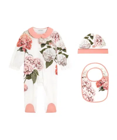 Dolce & Gabbana Hydrangea-print 3-piece Gift Set In Smooth Jersey In Multi
