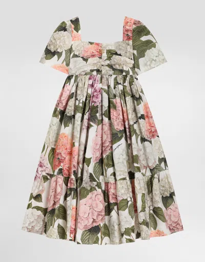 DOLCE & GABBANA HYDRANGEA-PRINT POPLIN DRESS