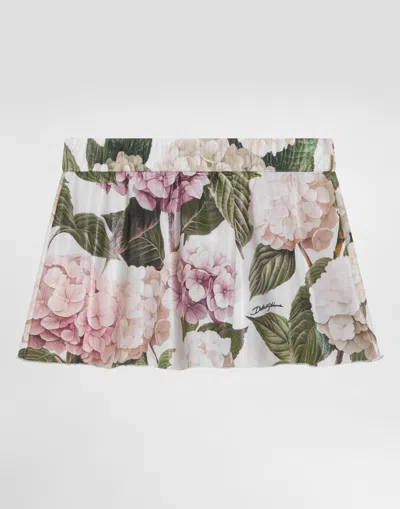 Dolce & Gabbana Kids' Hydrangea-print Short Skirt In Multi