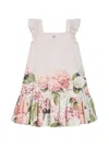 Dolce & Gabbana Hydrangea-print Striped Cotton Canvas Dress In Neutral