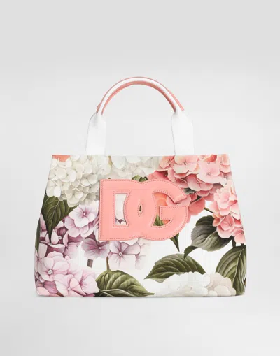 Dolce & Gabbana Kids' Hydrangeas-print Canvas Shopping Bag In Multi