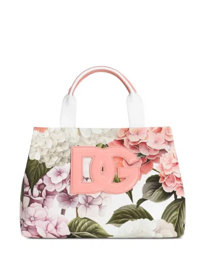 Dolce & Gabbana Kids' Hydrangeas-print Canvas Tote Bag In Multi